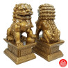 Chiens de Foo (Protection) sur socle en résine doré (h16.5cm)