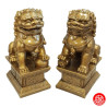 Chiens de Foo (Protection) sur socle en résine doré (h16.5cm)
