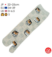 Tabi Socks (S) Chaussettes à orteil japonaises ChOUETTES sur DAMiER rouges (extensible t34 à t39)