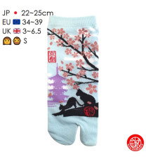 Tabi Socks (S) Socquettes à orteil japonaises ChATS et PAGOdE bleu clair (Taille extensible de 34 à 39)