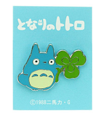 Pin's Totoro bleu avec un trèfle - Mon voisin Totoro© (L2.8*h2cm)