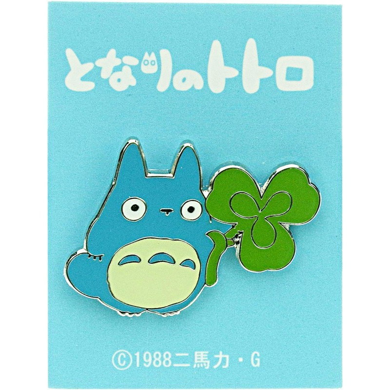 Pin's Totoro bleu avec un trèfle - Mon voisin Totoro© (L2.8*h2cm)