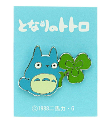 Pin's Totoro bleu avec un trèfle - Mon voisin Totoro© (L2.8*h2cm)