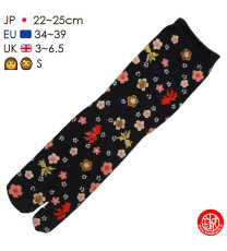 Tabi Socks (S) Chaussettes à orteil japonaises KiNGYO et SAKURA noires (Taille extensible de 34 à 39)