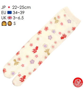 Tabi Socks (S) Chaussettes à orteil japonaises KiNGYO et SAKURA jaunes (Taille extensible de 34 à 39)