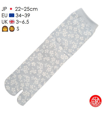 Tabi Socks (S) Chaussettes à orteil japonaises HANAbiRA GARA bleu clair (Taille extensible de 34 à 39)