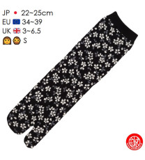Tabi Socks (S) Chaussettes à orteil japonaises HANAbiRA GARA noires (Taille extensible de 34 à 39)