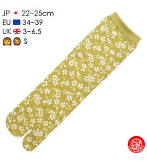 Tabi Socks (S) Chaussettes à orteil japonaises HANAbiRA GARA vertes (Taille extensible de 34 à 39)
