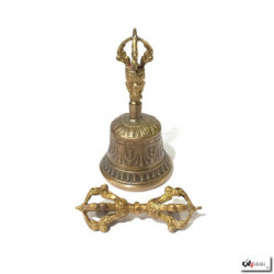 Gantha et Dorje en laiton (h13.5cm)