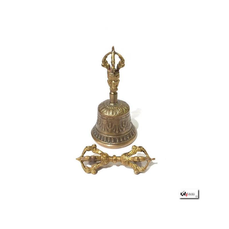 Gantha et Dorje en laiton (h13.5cm)