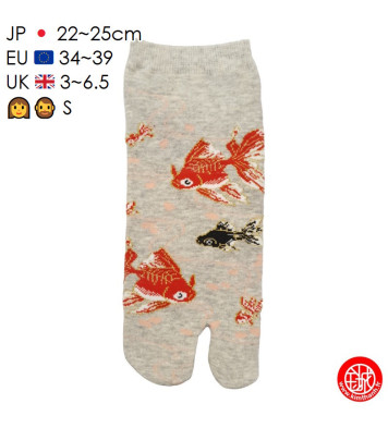 Tabi Socks (S) Socquettes à orteil japonaises KiNGYO gris clair (extensible t34 à t39)