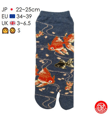Tabi Socks (S) Socquettes à orteil japonaises KiNGYO bleues (extensible t34 à t39)