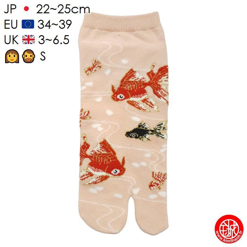 Tabi Socks (S) Socquettes à orteil japonaises KiNGYO roses (extensible t34 à t39)