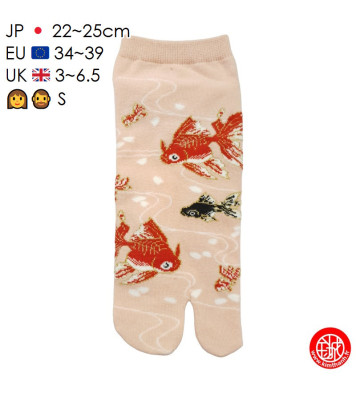 Tabi Socks (S) Socquettes à orteil japonaises KiNGYO roses (extensible t34 à t39)