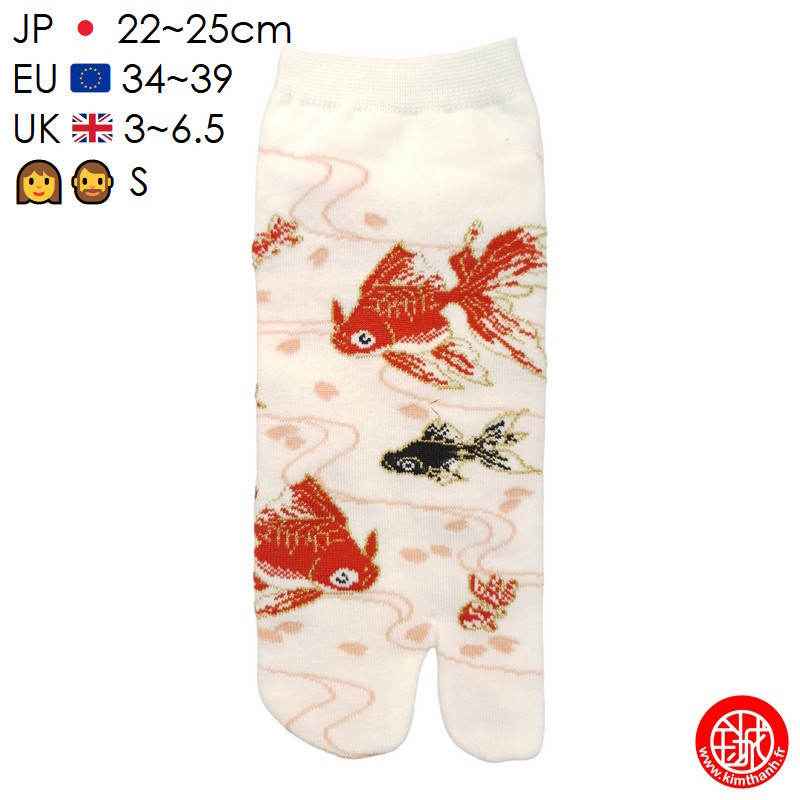 Tabi Socks (S) Socquettes à orteil japonaises KiNGYO blanches (extensible t34 à t39)