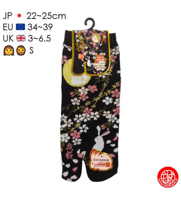 Tabi Socks (S) Socquettes à orteil japonaises LAPiN de NUiT noires (T34 à 39 extensible)