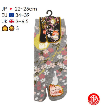 Tabi Socks (S) Socquettes à orteil japonaises LAPiN de NUiT grises (T34 à 39 extensible)