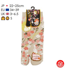 Tabi Socks (S) Socquettes à orteil japonaises LAPiN de NUiT beiges (T34 à 39 extensible)