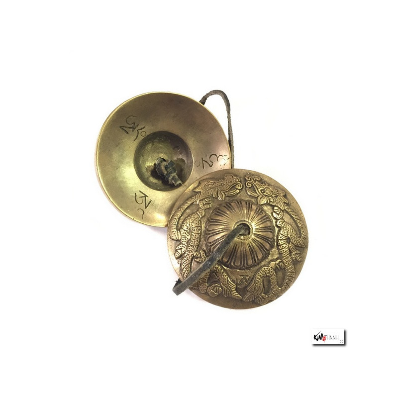 Tingsha en laiton DOUBLES DRAGONS (d7-8cm)