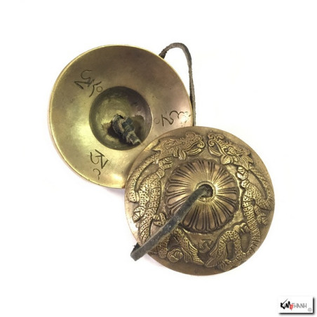 Tingsha en laiton DOUBLES DRAGONS (d7-8cm)