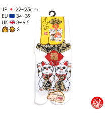 Tabi Socks (S) Socquettes à orteil japonaises DOUbLE MANEKi NEKO blanches (extensible t34 à t39)