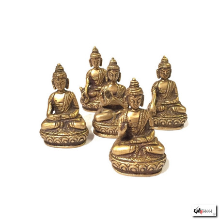 5 Bouddhas Transcendentaux en laiton (h7.5cm)