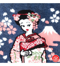Tabi Socks (S) Socquettes à orteil japonaises ChATS et GEiShA bleues (Taille extensible de 34 à 39)