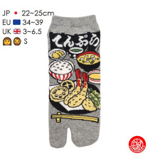 Tabi Socks (S) Socquettes à orteil japonaises MENU TEMPURA grises (extensible t34 à t39)