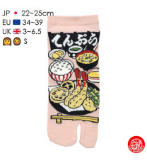 Tabi Socks (S) Socquettes à orteil japonaises MENU TEMPURA roses (extensible t34 à t39)