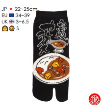 Tabi Socks (S) Socquettes à orteil japonaises RiZ au CURRY Noires (extensible t34 à t39)