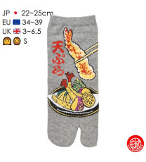 Tabi Socks (S) Socquettes à orteil japonaises TEMPURA grises (extensible t34 à t39)