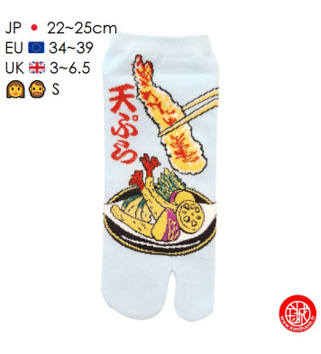 Tabi Socks (S) Socquettes à orteil japonaises TEMPURA bleu clair (extensible t34 à t39)