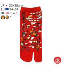 Tabi Socks (S) Socquettes à orteil japonaises MiNi NiNJAS rouges (extensible t34 à t39)