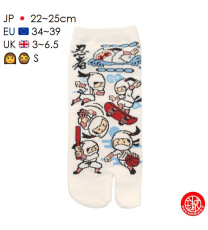 Tabi Socks (S) Socquettes à orteil japonaises MiNi NiNJAS Blanches (extensible t34 à t39) h21cm