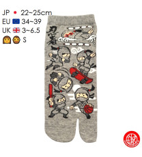 Tabi Socks (S) Socquettes à orteil japonaises MiNi NiNJAS Grises (extensible t34 à t39)