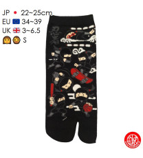 Tabi Socks S - Socquettes à orteil japonaises MiNi NiNJAS noires (extensible t34 à t39) h21cm