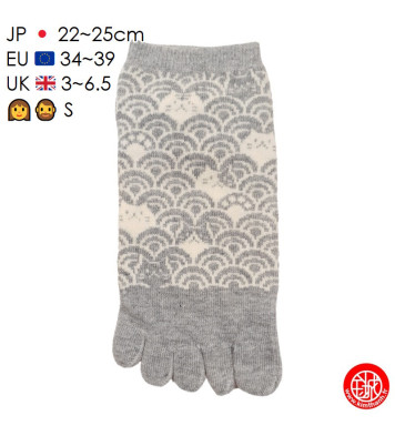 Socquettes à 5 doigts japonaises S ChAT dans les VAGUES grises (extensible t34 à t39)
