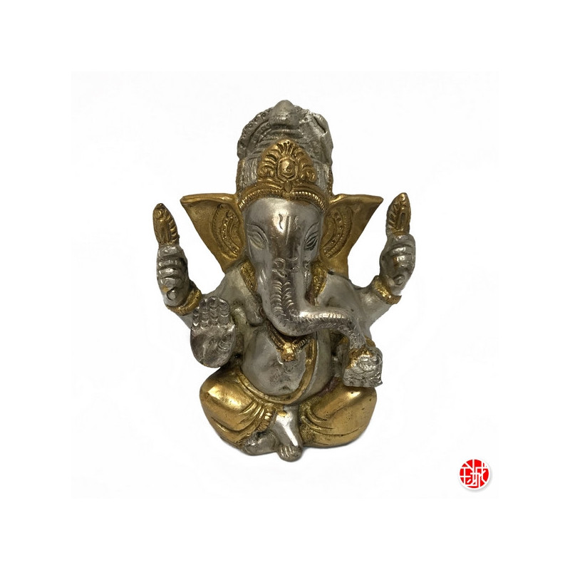Ganesh en laiton argenté et doré (h12cm)