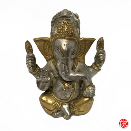 Ganesh en laiton argenté et doré (h12cm)
