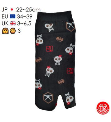 Tabi Socks (S) Socquettes à orteil japonaises CRâNES KAWAii noires (extensible t34 à t39)