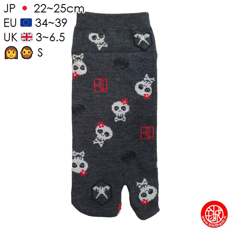 Tabi Socks (S) Socquettes à orteil japonaises CRâNES KAWAii gris foncé (extensible t34 à t39)