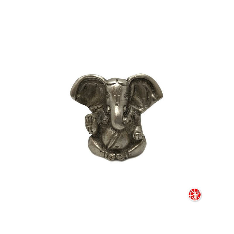 Ganesh assis en laiton argenté (h4.5cm)