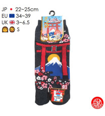 Tabi Socks (S) Socquettes à orteil japonaises TORii et FUJiSAN gris foncé (Taille extensible de 34 à 39)
