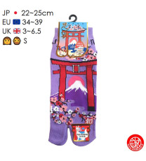 Tabi Socks (S) Socquettes à orteil japonaises TORii et FUJiSAN lavandes (Taille extensible de 34 à 39)