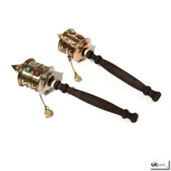 Moulin à prières tibétain en laiton (L20cm)