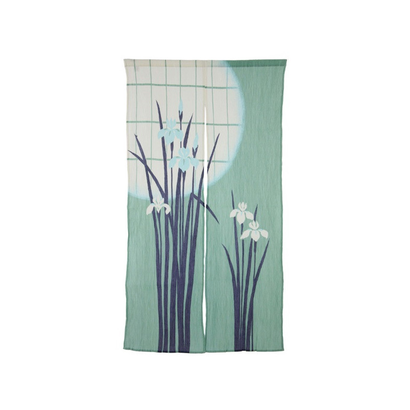 Rideau de porte japonais, Noren plissé BLEU iRiS L85xh150cm 100% coton