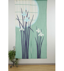 Rideau de porte japonais, Noren plissé BLEU iRiS L85xh150cm 100% coton