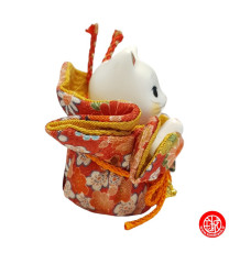 Maneki neko PRièRE dans une POChETTE en porcelaine japonaise h6.5cm