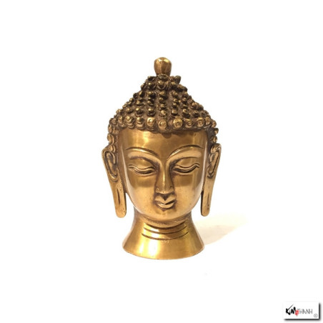 Tête de Bouddha en laiton (h11cm)