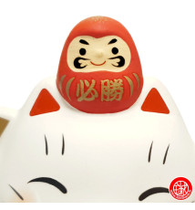 Maneki YukiDaruma doré et petit DARUMA en argile FORTUNE et ChANCE (h9cm)
